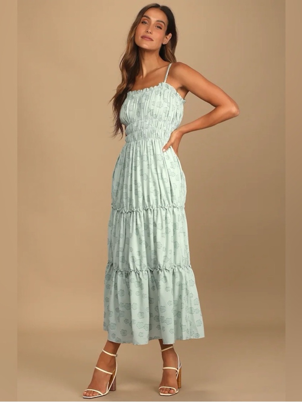 LULU’s | Bloom Sweetly Sage Green Tiered Maxi Dress